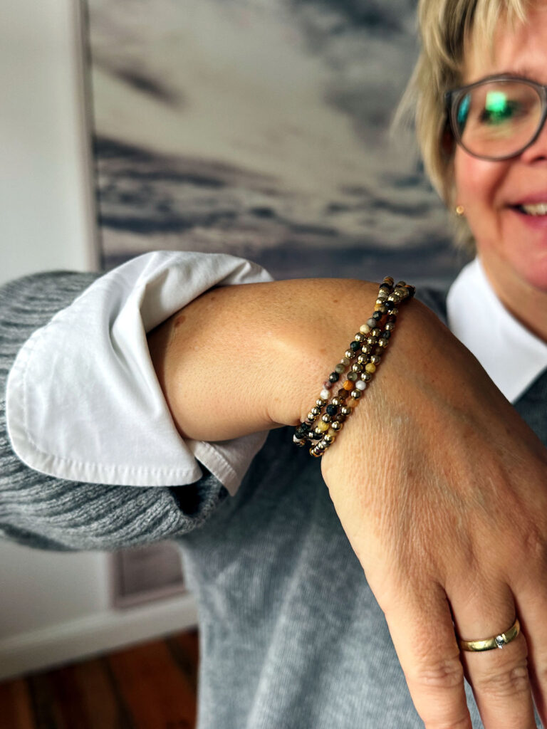 Outfitinspirationen 48/25-plötzlich kalt-lifewithaglow-Mom Jeans Marc o Polo-weiße Bluse oversized-grauer Pullover mit Kaschmir-schwarze Boots- Armbänder Pera Schmuckmanufaktur