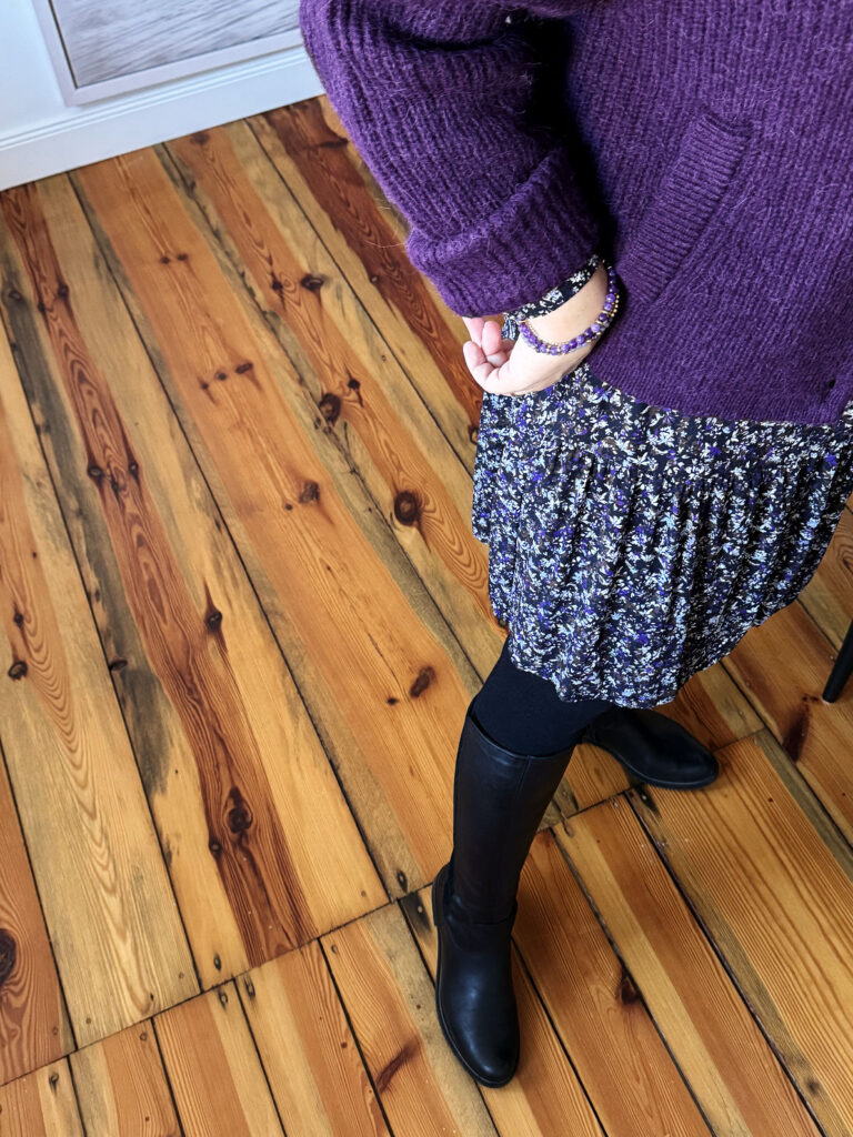 Outfit der Woche-Lila Cardigan-Blümchenkleid-lifewithaglow