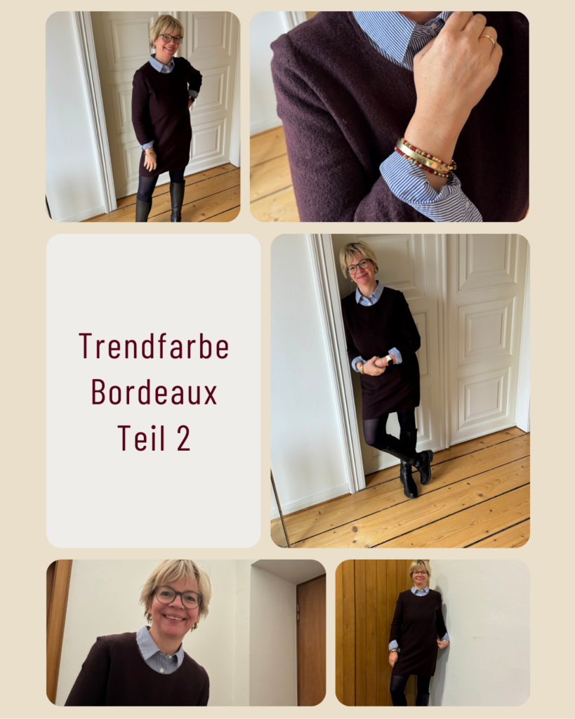 Trendfarbe Bordeaux mit Blau- das Strickkleid anders-lifewithaglow