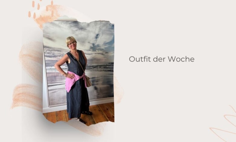 Blaues Leinenkleid-bunt kombiniert-lifewithaglow