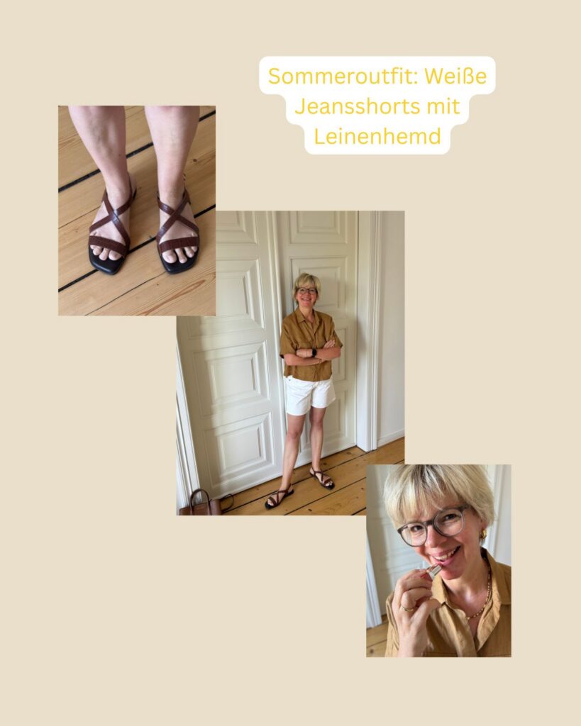 Die weiße Jeansshorts ü50-mit Leinenbluse-Outfit der Woche-Sommeruniform-Sommeroutfit-lifewithaglow Die weiße Jeansshorts ü50-mit Leinenbluse-Outfit der Woche-Sommeruniform-Sommeroutfit-lifewithaglow
